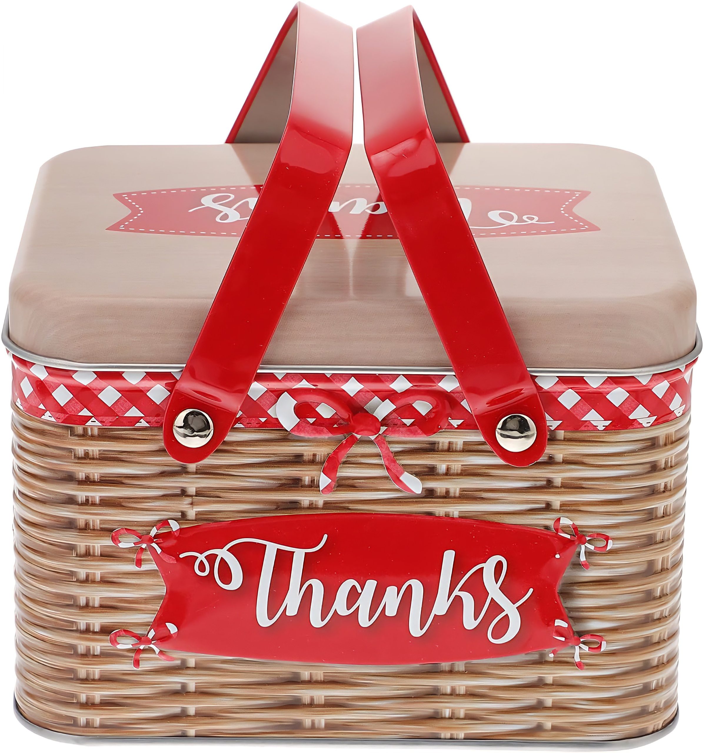 Metal Cookie Tin with Lid Imitation Rattan Cookie Box