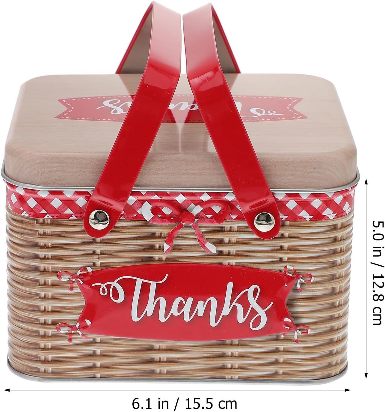 Metal Cookie Tin with Lid Imitation Rattan Cookie Box - Image 6