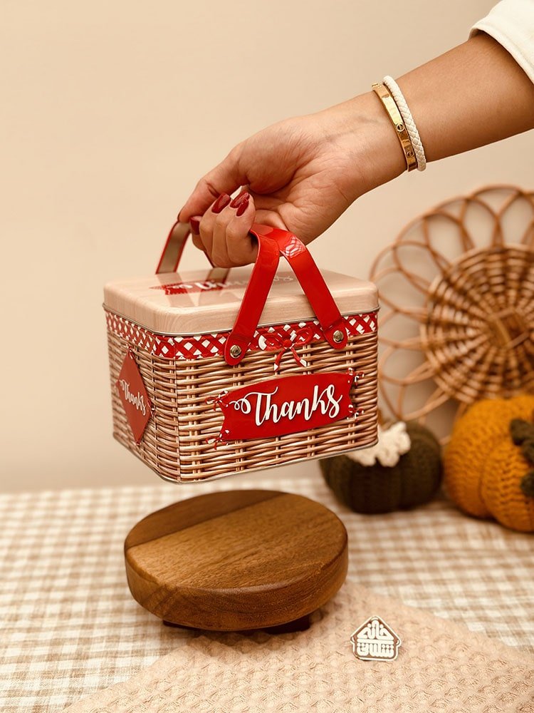 Metal Cookie Tin with Lid Imitation Rattan Cookie Box - Image 2