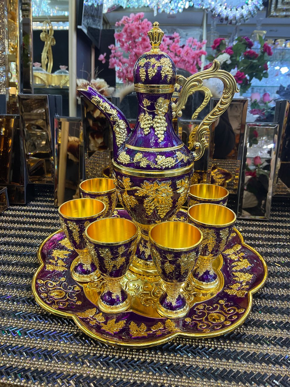 Luxury Turkish Teapot Set with Tea Cup Storage Tray - Image 4