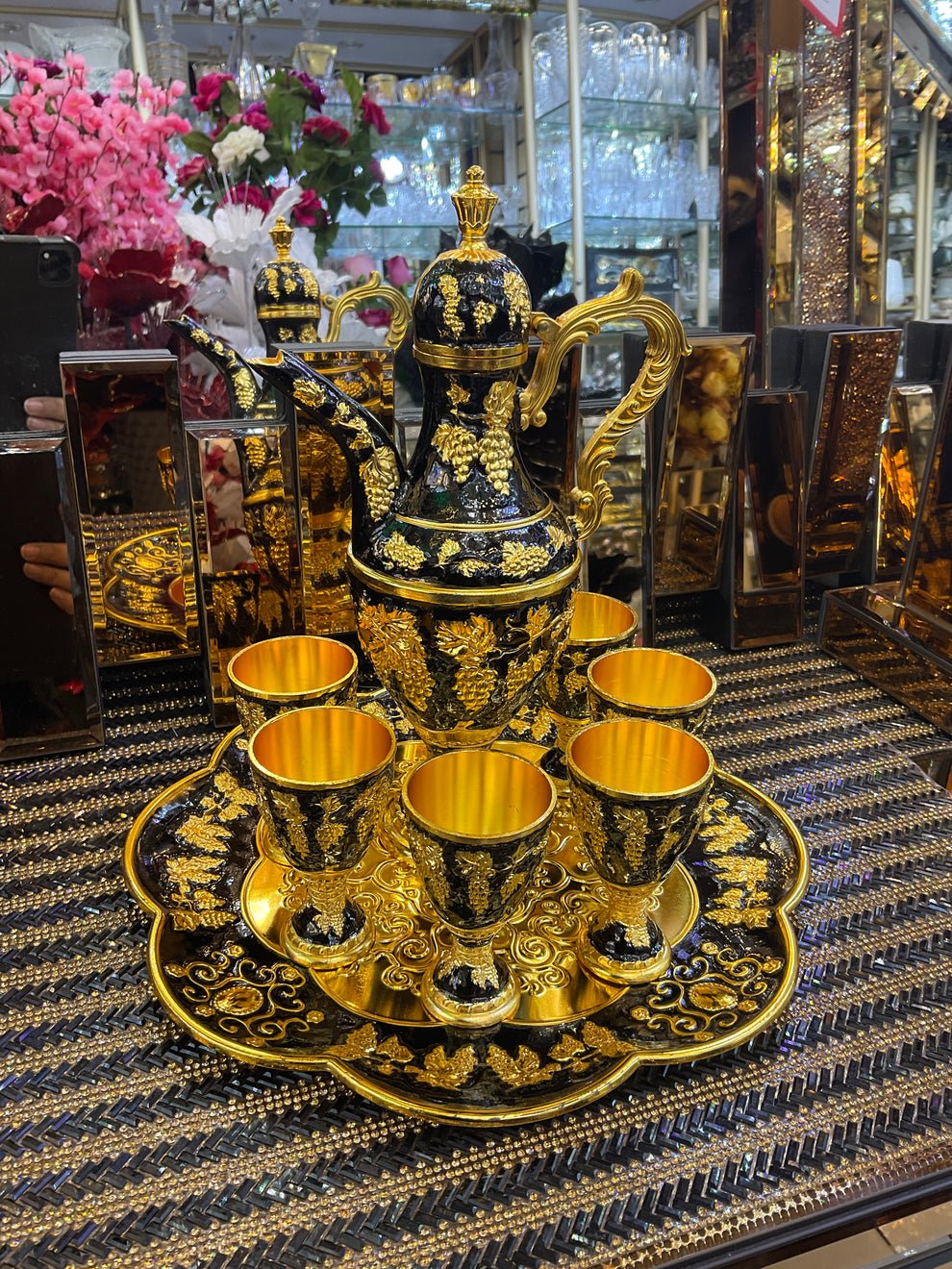 Luxury Turkish Teapot Set with Tea Cup Storage Tray - Image 5