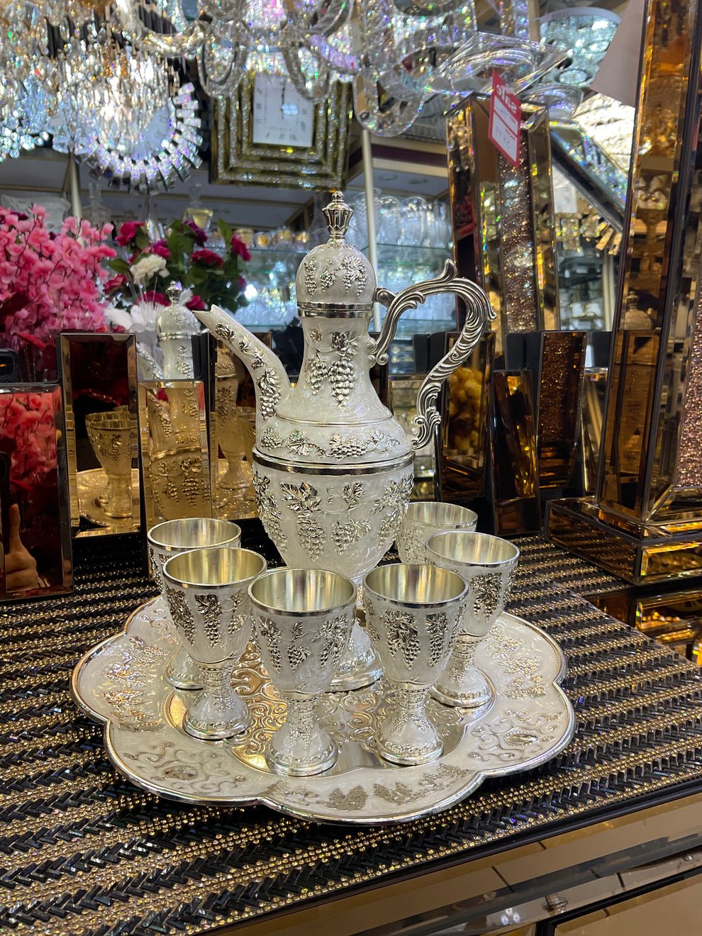 Luxury Turkish Teapot Set with Tea Cup Storage Tray - Image 2