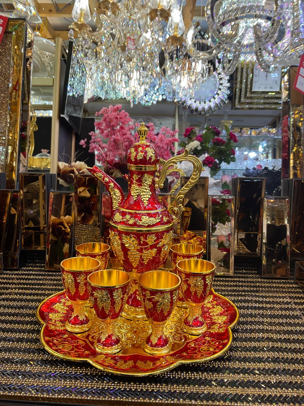 Luxury Turkish Teapot Set with Tea Cup Storage Tray - Image 7