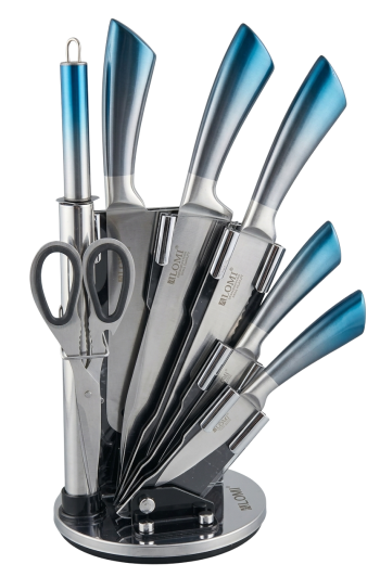 Alomi Premium 8 Pieces Stainless Steel Knife Set with 360° Acrylic Stand