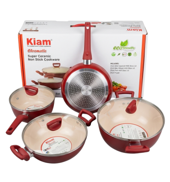Kiam 7 Piece Ceramic Coating Granite Non Stick Cookware Set (Induction Bottom)