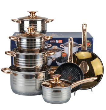 Kaisa Villa 12 Pcs Stainless Steel Cookware Set with Lid INDUCTION