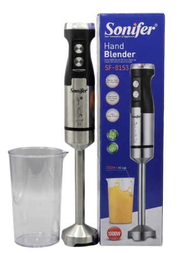 Sonifer SF-8153 1000W Powerful Electric Hand Blender & Mixer - Silver Tone