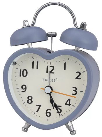 REGALWOVEN Metal Heart Shape Battery Powered Alarm Clock with Night Light