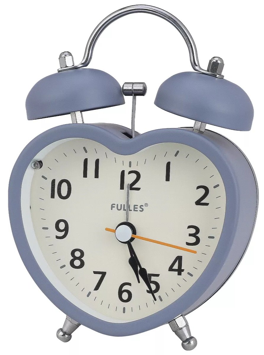 REGALWOVEN Metal Heart Shape Battery Powered Alarm Clock with Night Light