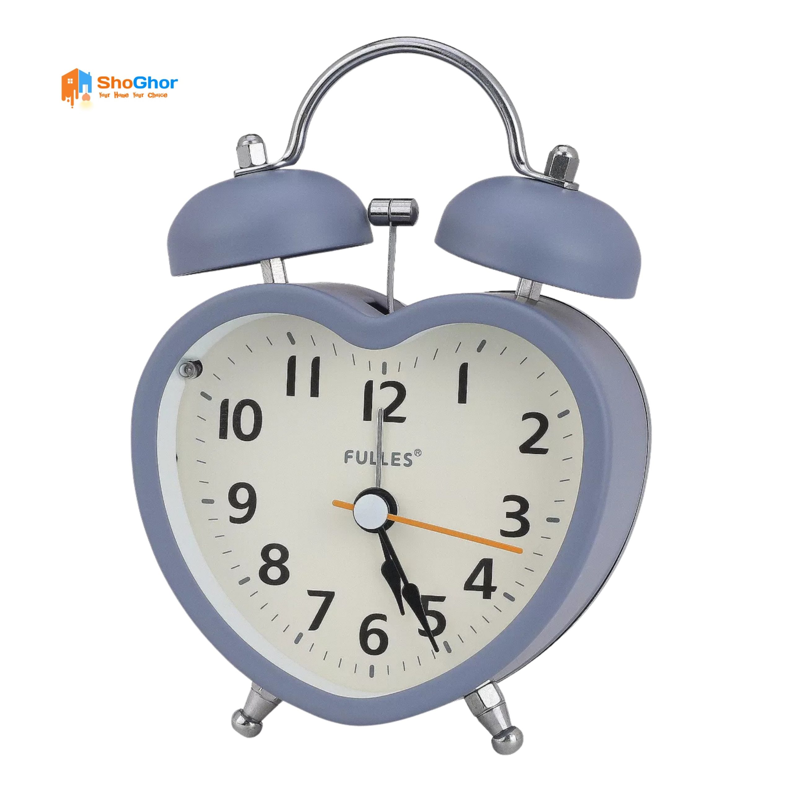 REGALWOVEN Metal Heart Shape Battery Powered Alarm Clock with Night Light - Image 2