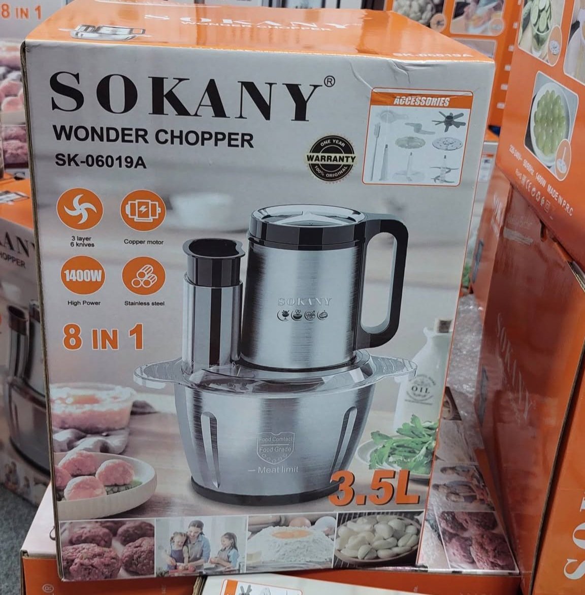 Sokany 8 in 1 Wonder Chopper SK-06019A (3.5L) with Vegetable Peeler & Dough Kneader - Image 7