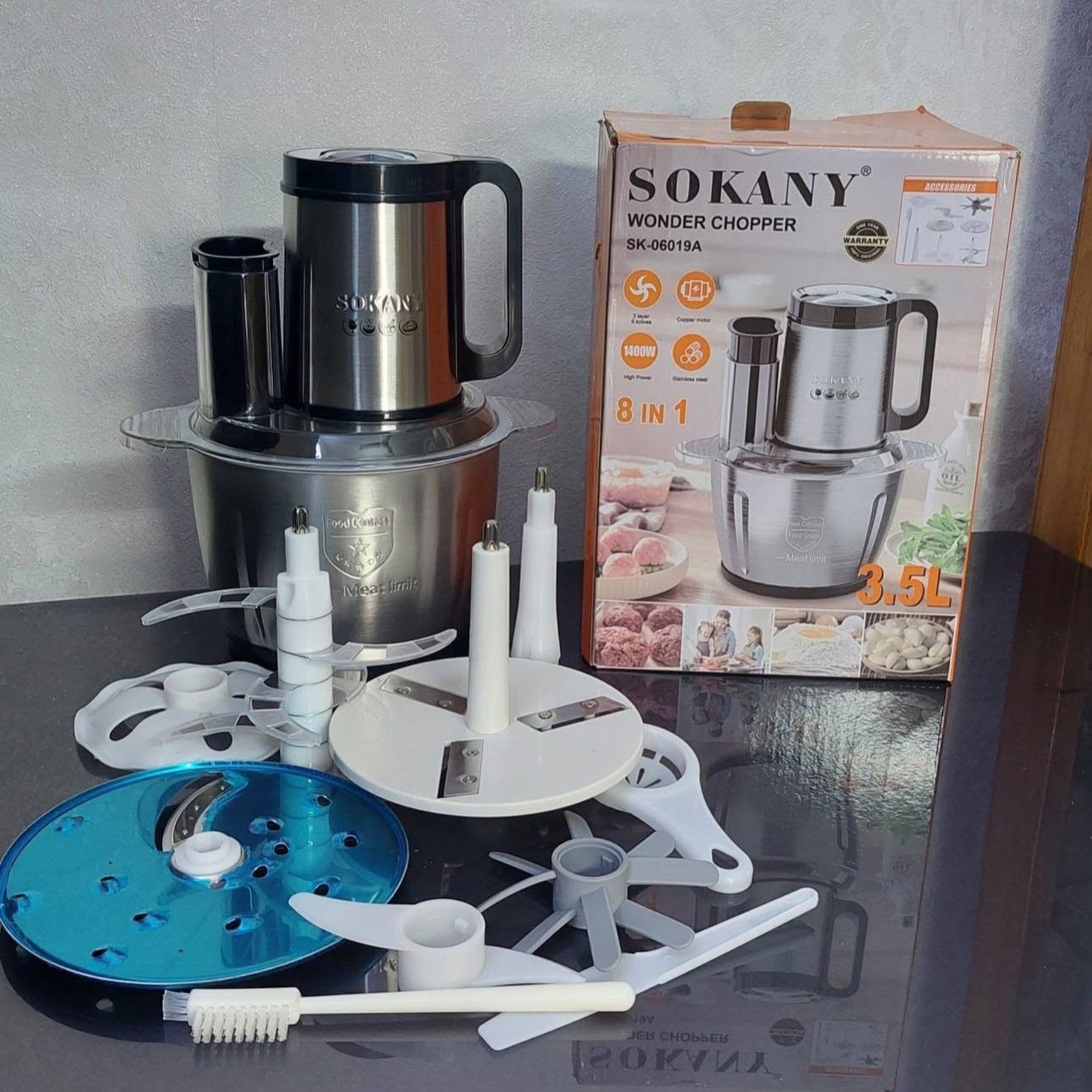 Sokany 8 in 1 Wonder Chopper SK-06019A (3.5L) with Vegetable Peeler & Dough Kneader - Image 8
