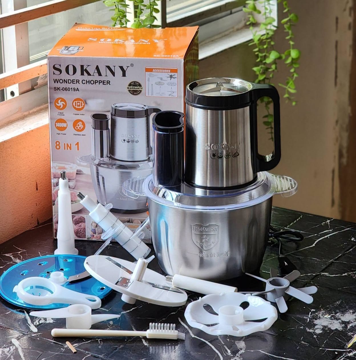Sokany 8 in 1 Wonder Chopper SK-06019A (3.5L) with Vegetable Peeler & Dough Kneader